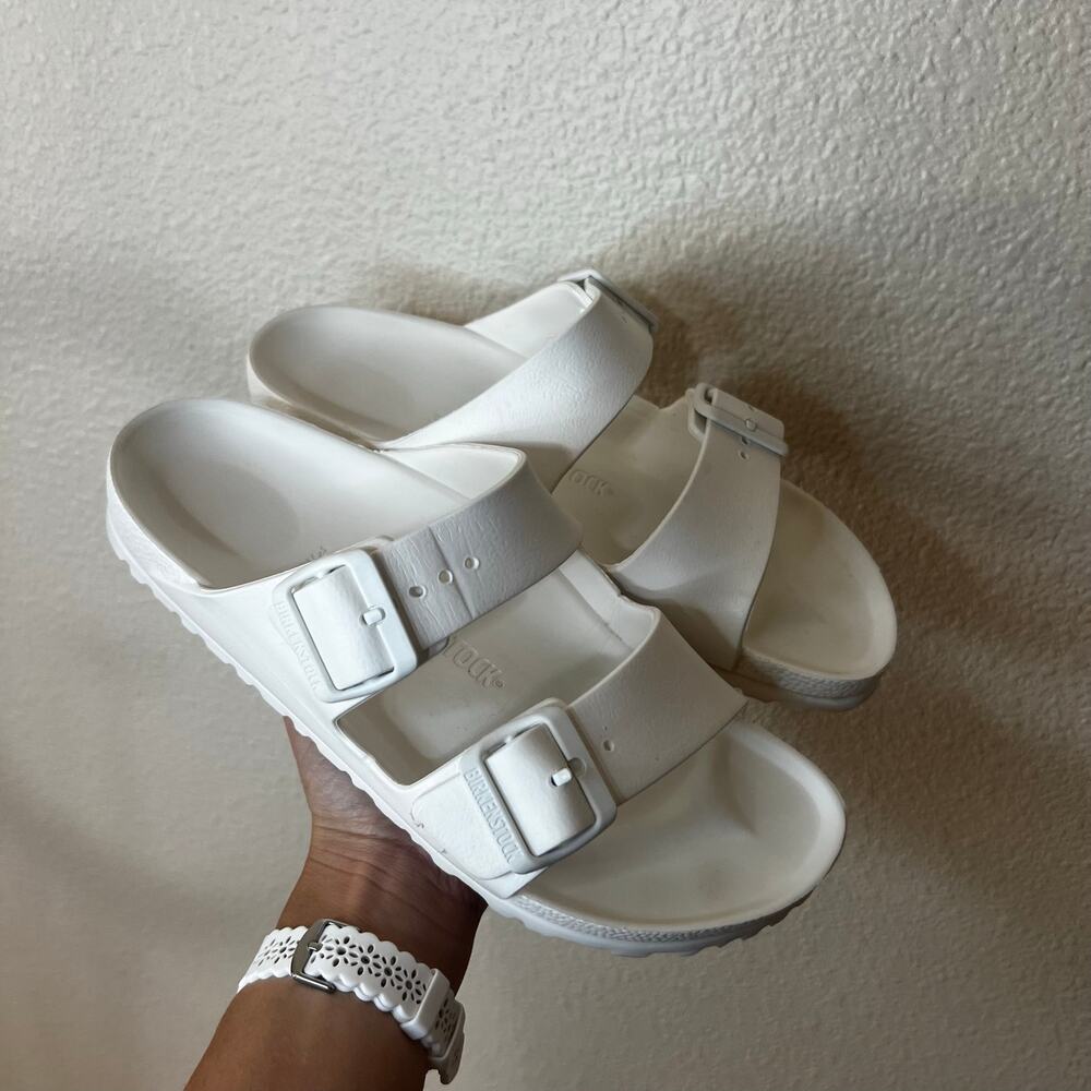 Birkenstock Essentials Arizona Waterproof Slide Sandal in white WOMENS 38 / US7